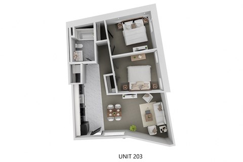 Floor plan for 2 beds, 1 bath, 750 sqft